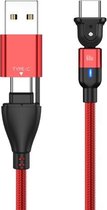 PD 60W Type-C / USB-C naar Type-C / USB-C + USB 180 graden buigende oplaaddatakabel, lengte: 1 m (rood)