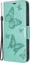 Nokia G20 Hoesje - Mobigear - Butterfly Serie - Kunstlederen Bookcase - Turquoise - Hoesje Geschikt Voor Nokia G20