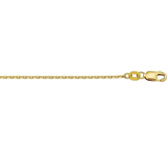 YO&NO - Ketting - Goud - Anker gediamanteerd -  1,3 mm -  41 - 43 - 45 cm - 585 goud
