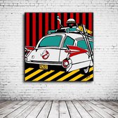 Pop Art Ecto 1 Ghostbusters Acrylglas - 100 x 100 cm op Acrylaat glas + Inox Spacers / RVS afstandhouders - Popart Wanddecoratie