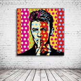 David Bowie Pop Art Acrylglas - 80 x 80 cm op Acrylaat glas + Inox Spacers / RVS afstandhouders - Popart Wanddecoratie
