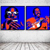 Sonny Terry & Brownie McGhee Pop Art x2 Poster in lijst - 90 x 90 cm en 2 cm dik - Fotopapier Mat 180 gr Framed - Popart Wanddecoratie inclusief lijst
