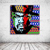 Pop Art 50 Cent Acrylglas - 80 x 80 cm op Acrylaat glas + Inox Spacers / RVS afstandhouders - Popart Wanddecoratie