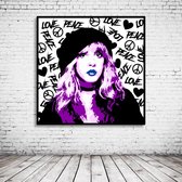 Stevie Nicks Pop Art Poster in lijst - 90 x 90 cm en 2 cm dik - Fotopapier Mat 180 gr Framed - Popart Wanddecoratie inclusief lijst