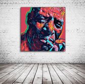 Howlin' Wolf Art Canvas - 100 x 100 cm - Canvasprint - Op dennenhouten kader - Geprint Schilderij - Popart Wanddecoratie