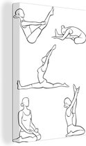 Une illustration de cinq poses de yoga différentes sur toile 90x140 cm - Tirage photo sur toile (Décoration murale salon / chambre)