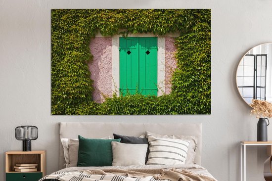 Portes pliantes sur le côté de la ferme du jardin de Monet en France Toile 180x120 cm - Tirage photo sur Toile (Décoration murale salon / chambre) XXL / Groot format!
