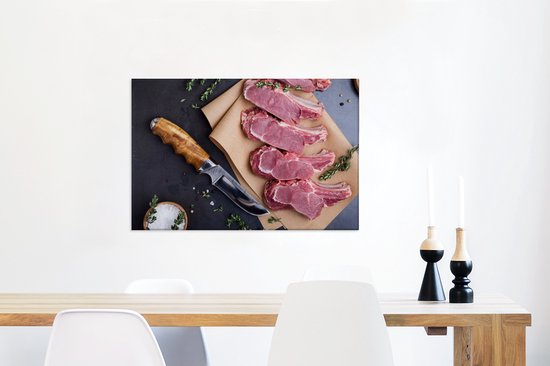 Quelques steaks du boucher sur toile 60x40 cm - Tirage photo sur toile (Décoration murale salon / chambre)