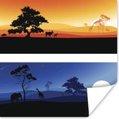 Affiche une illustration de paysages africains 160x120 cm - Tirage photo sur Poster (décoration murale salon / chambre) XXL / Groot format!