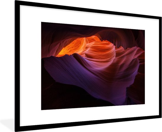 Photo dans cadre - Wavy rock from the Antelope Canyon in the US cadre photo noir avec passe-partout blanc xxl 120x80 cm - Poster dans cadre (Décoration murale salon / chambre)