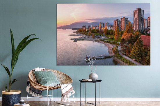 Peintures sur toile - Skyline de Vancouver au Canada - 150x100 cm - Décoration murale