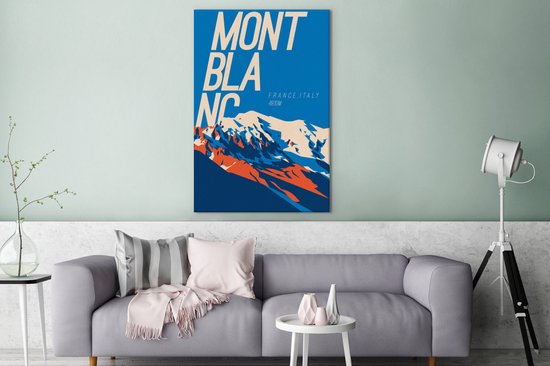 Illustration de la toile de montagne du Mont Blanc 2cm 80x120 cm - Tirage photo sur toile (Décoration murale salon / chambre)