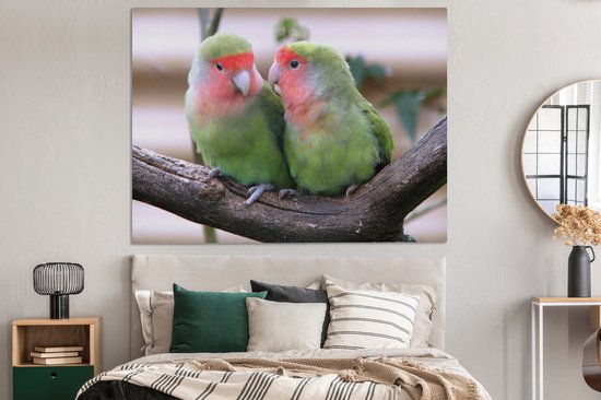 Inséparables amoureux sur une toile bâton 2cm 160x120 cm - Tirage photo sur toile (Décoration murale salon / chambre) XXL / Groot format!