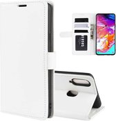 Voor Galaxy A20s R64 Texture Single Fold Horizontale Flip Leather Case met houder & kaartsleuven & portemonnee (wit)