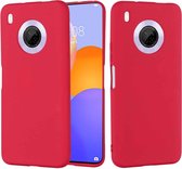 Voor Huawei Y9a Pure Color Vloeibare siliconen schokbestendige hoes met volledige dekking (rood)