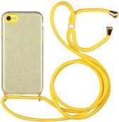 Glitterpoeder schokbestendig TPU beschermhoes met lanyard voor iPhone SE 2020/8/7 (geel)