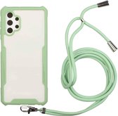 Voor Samsung Galaxy A32 5G acryl + kleur TPU schokbestendig hoesje met nekkoord (avocado)