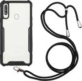 Voor Huawei Y7p acryl + kleur TPU schokbestendig hoesje met nekkoord (zwart)