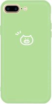 Voor iPhone 8 Plus / 7 Plus Small Pig Pattern Colorful Frosted TPU telefoon beschermhoes (groen)