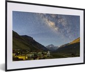 Voie lactée sur la face nord du mont. Monastère de l' Everest et de Rongbuk, cadre photo Tibet noir avec monture blanche 40x60