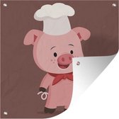 Une illustration d'un porcelet avec un chapeau de chef affiche de jardin 100x100 cm - Toile de jardin / Toile d'extérieur / Peintures d'extérieur (décoration de jardin)
