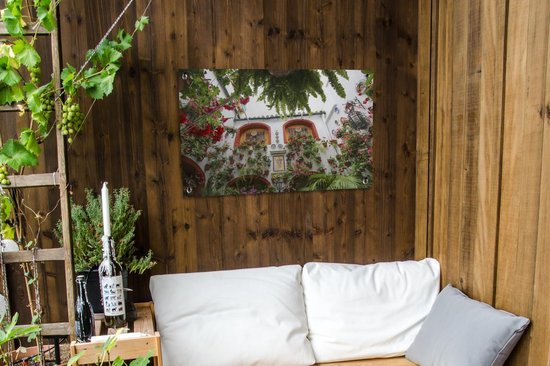 Belles fleurs sur le mur à Cordoba Garden poster 90x60 cm - Toile de jardin / Toile d'extérieur / Peintures pour l'extérieur (décoration de jardin)