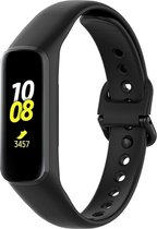 Siliconen Smartwatch bandje - Geschikt voor Samsung Galaxy Fit 2 siliconen bandje - zwart - Strap-it Horlogeband / Polsband / Armband