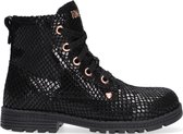 Ton & Ton Hedvig Veterboots - Laarzen Met Veters - Meisjes - Zwart - Maat 28