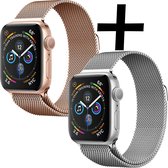 Geschikt voor Apple Watch Bandje - Geschikt voor Horloge Band Apple Watch Band 42/44mm - Bandje voor Apple Watch Horlogebandje Milanees - Zilver & rose Goud