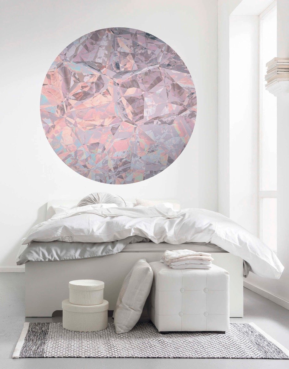 Fotobehang - Glossy Crystals 125x125cm - Rond - Vliesbehang - Zelfklevend