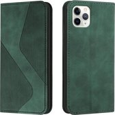 Skin Feel Magnetisch S-type Effen Kleur Horizontale Flip Leren Case met Houder & Kaartsleuf & Portemonnee Voor iPhone 11 Pro Max (Groen)