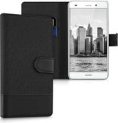 kwmobile telefoonhoesje geschikt voor Huawei P8 Lite (2015) - Hoesje met pasjeshouder in antraciet / zwart - Case met portemonnee