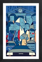 JUNIQE - Poster in houten lijst Back to the future -30x45 /Blauw