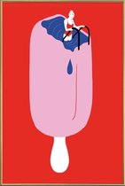 JUNIQE - Poster met kunststof lijst Vloeibaar ijs - illustratie -13x18