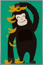 JUNIQE - Poster met kunststof lijst Gorilla Green -13x18 /Groen &
