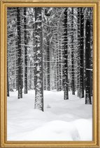 JUNIQE - Poster met houten lijst Deep Dark White Forest -13x18 /Grijs