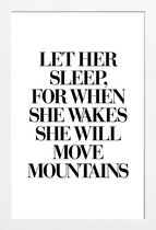 JUNIQE - Poster in houten lijst She Will Move Mountains -30x45 /Wit &