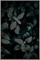 JUNIQE - Poster met kunststof lijst Dark Leaves 3 -20x30 /Groen &