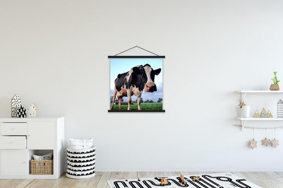 Une curieuse affiche d'école de vache frisonne à lattes plates noir 60x45 cm - Tirage photo sur affiche textielposter (décoration murale salon / chambre)