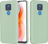 Voor Motorola Moto G Play (2021) Pure Color Liquid Silicone Shockproof Full Coverage Case (Groen)