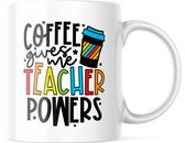 Mok coffee gives me teacher powers | Juf Bedankt Cadeau | Meester Bedankt Cadeau | Leerkracht Bedankt Cadeau | Einde schooljaar Bedankt Cadeau