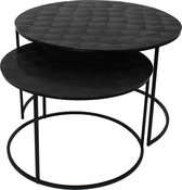 Lux - salontafel - zwart - aluminium - 75x75x48 - set van 2