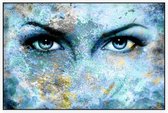 Blauwe vrouwen ogen - Foto op Akoestisch paneel - 150 x 100 cm