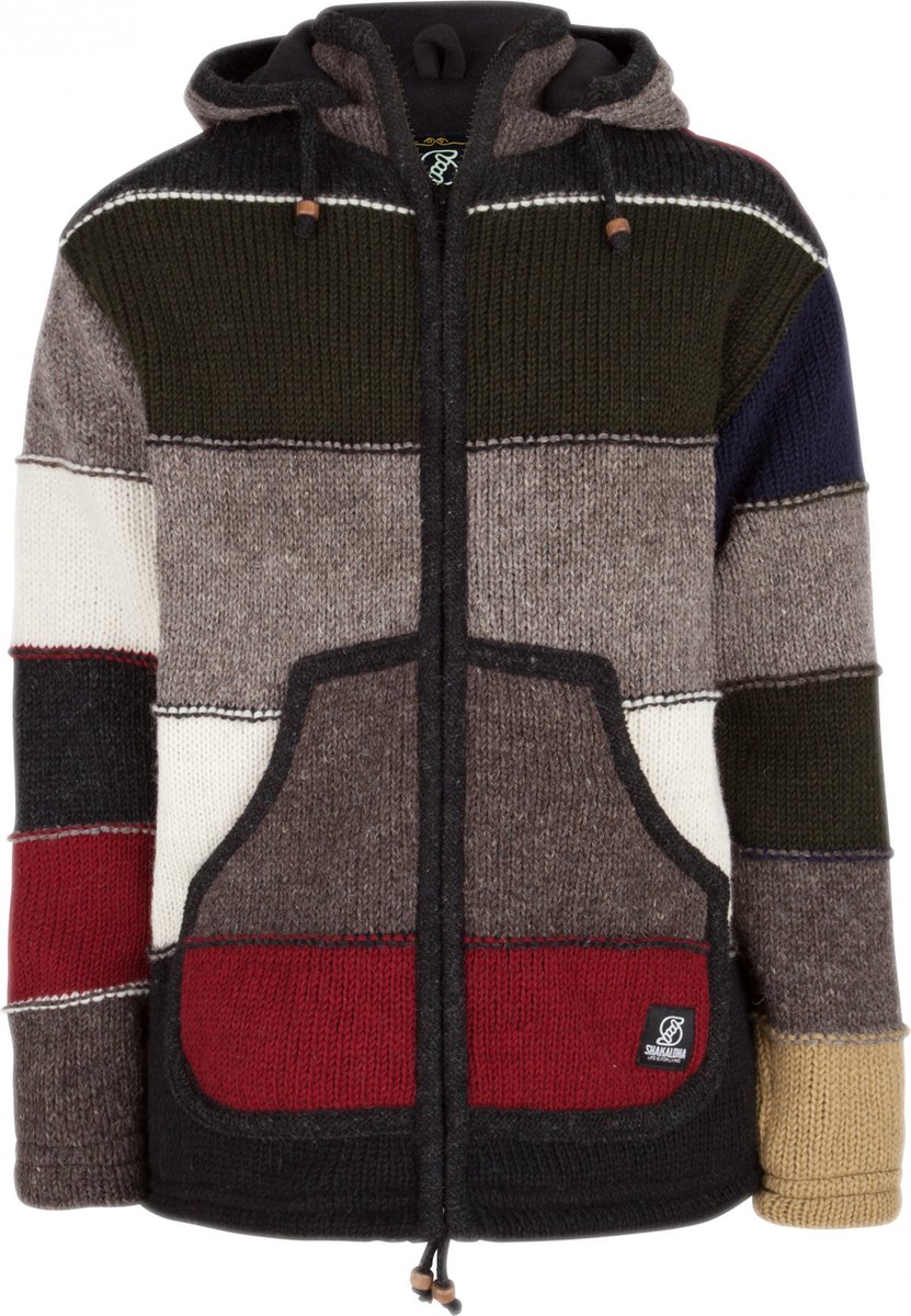 Gebreid Wollen Heren/Uni Vest van Schapenwol met Polyester Fleece voering en afneembare capuchon - SHAKALOHA - M Zito ZH L