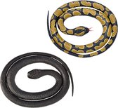 Setje van 2x rubberen nep/namaak slangen van 117 cm - zwarte mamba en konings python