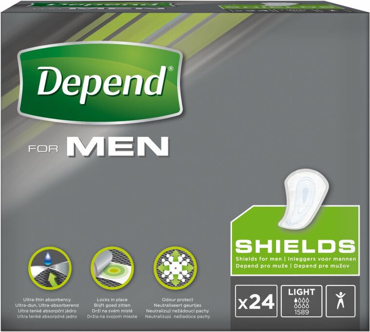 Depend verband - Incontinentie en urineverlies - Mannen - Shields - 24 stuks - Depend
