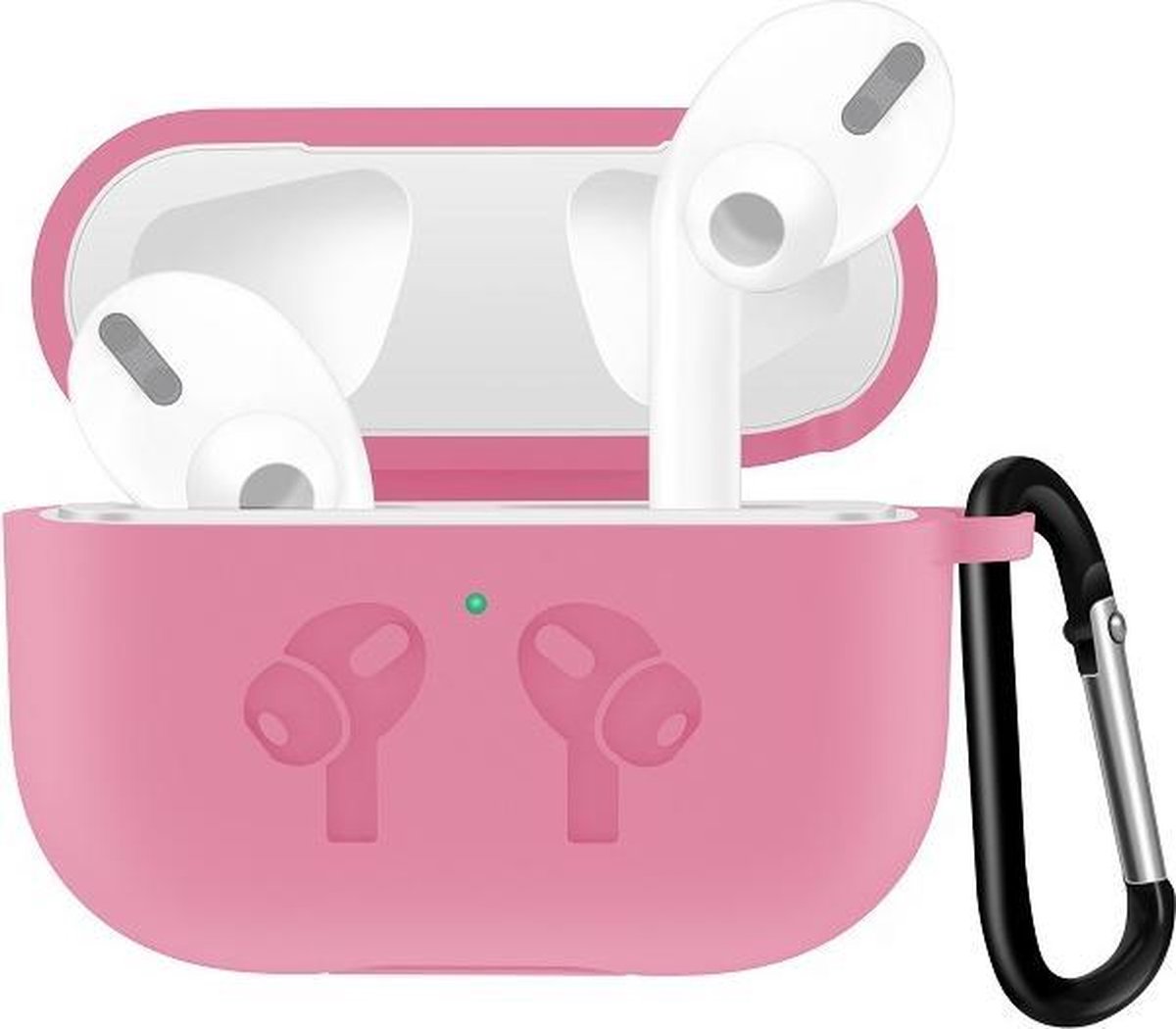 AirPods hoesje van By Qubix - AirPods Pro siliconen hoesje met karabiner haak - Roze