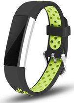 Siliconen Smartwatch bandje - Geschikt voor  Fitbit Alta / Alta HR sport bandje - zwart/groen - Maat: S - Horlogeband / Polsband / Armband