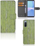Wallet Book Case Sony Xperia 10 III Telefoon Hoesje Green Wood