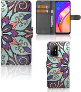 Mobiel Bookcase OPPO Reno5 Z | A94 5G Smartphone Hoesje Purple Flower